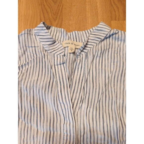 Cloth & Stone Blouse Top Womens Small Striped Rayon Sleeveless Button Up - Picture 3 of 9
